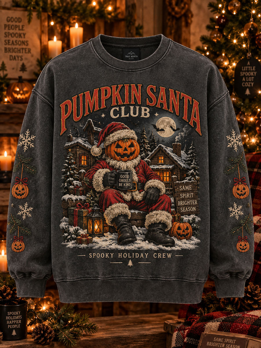 Men's Pumpkin Santa Claus Club Print Sweatshirt