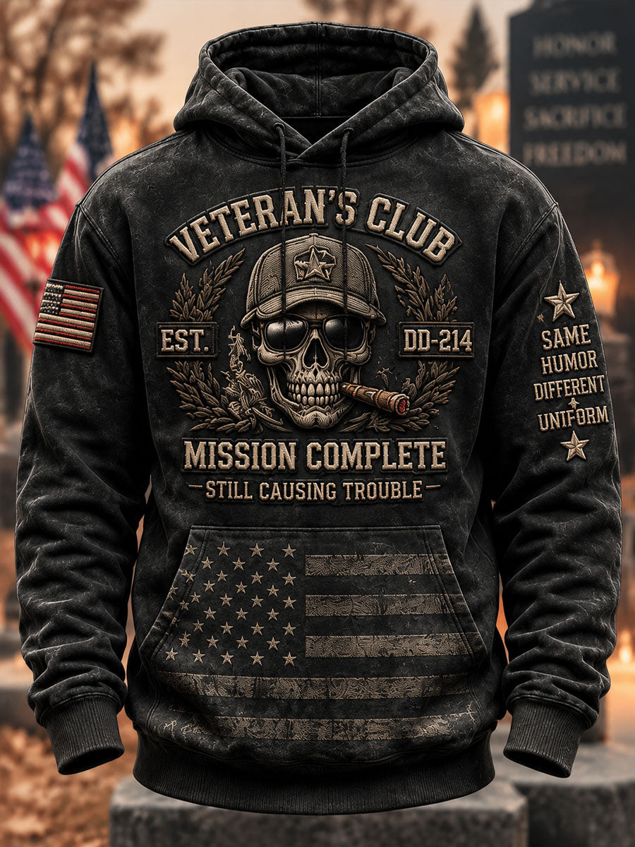 Men's Veterans Day Print Casual Hooded Sweatshirt