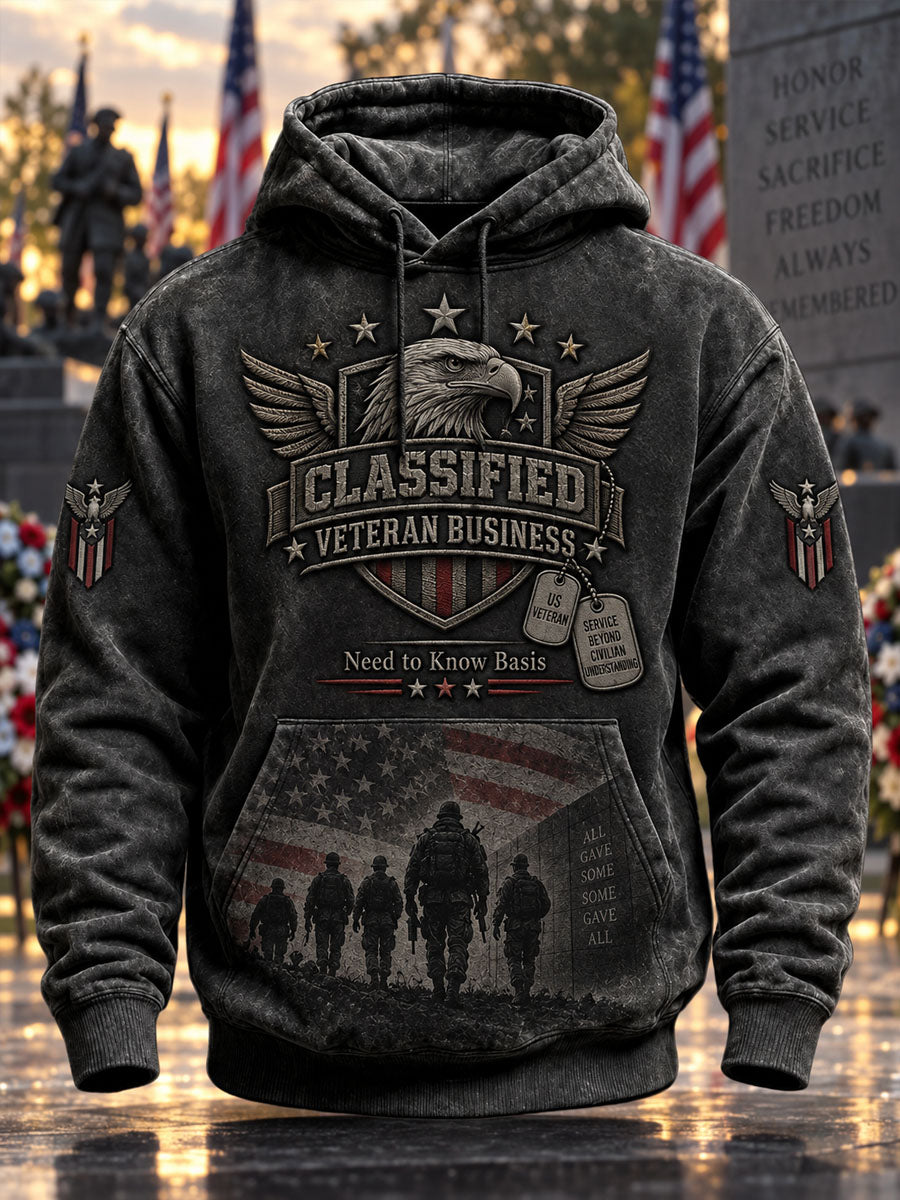 Men's Veterans Day Print Casual Hooded Sweatshirt