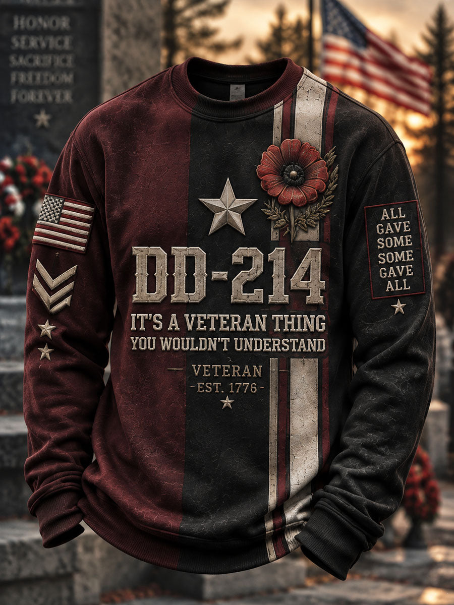 Men's Veterans Day Print Casual Crewneck Sweatshirt