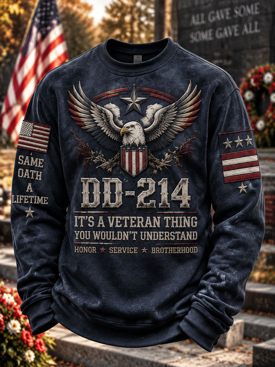 Men's Veterans Day Print Casual Crewneck Sweatshirt