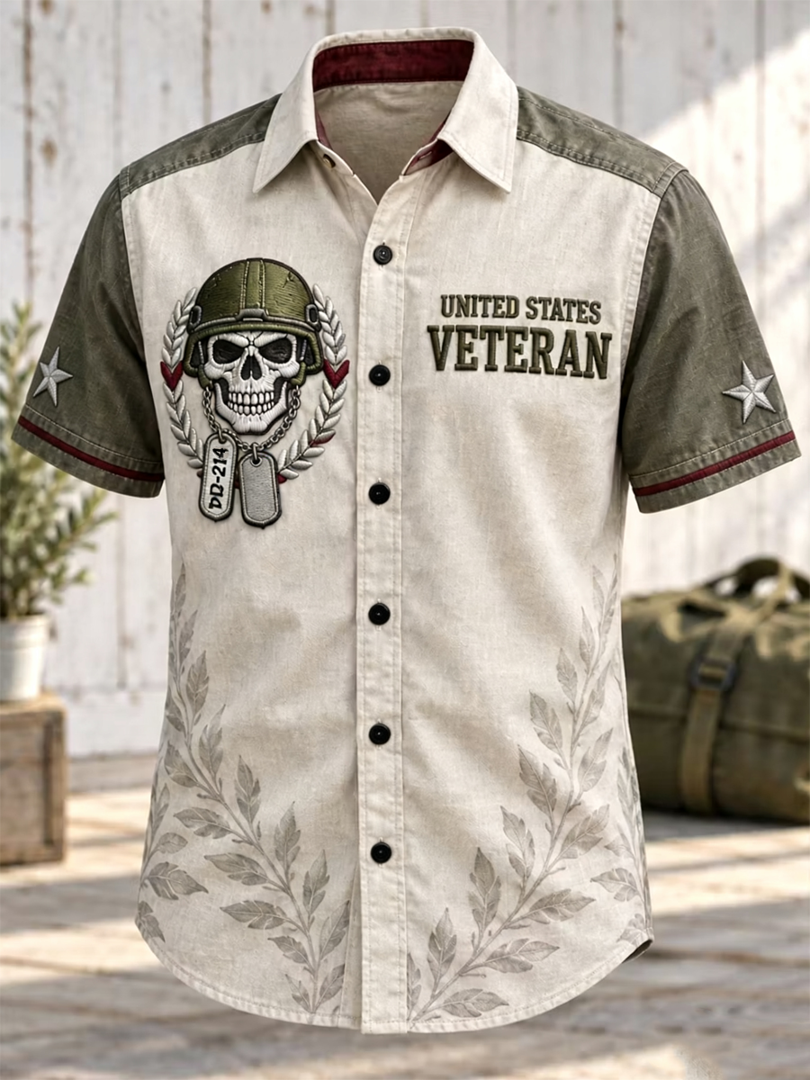 Men's U.S. Veteran Printed Short Sleeve Shirt