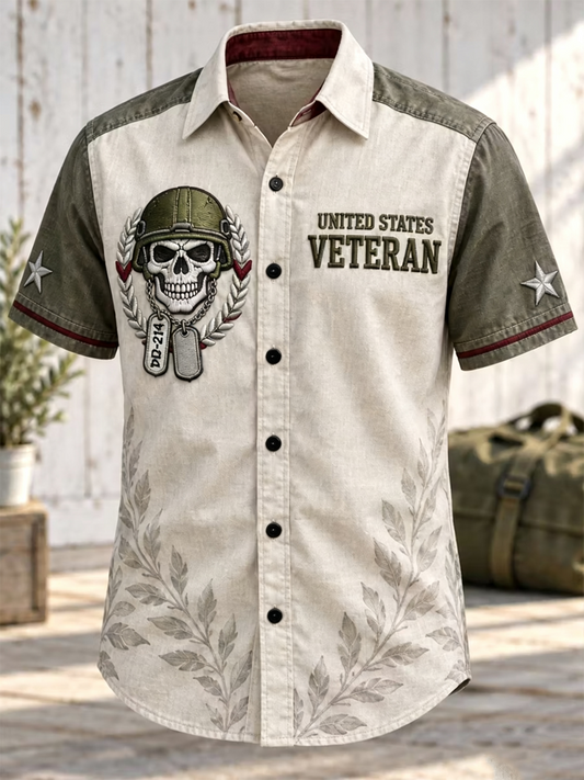 Men's U.S. Veteran Printed Short Sleeve Shirt