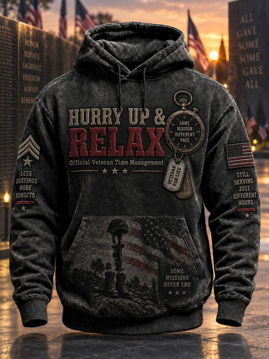 Men's Veterans Day Print Casual Hooded Sweatshirt
