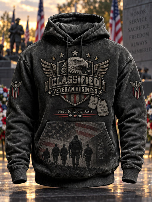 Men's Veterans Day Print Casual Hooded Sweatshirt
