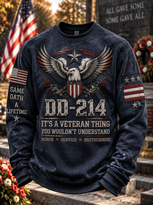 Men's Veterans Day Print Casual Crewneck Sweatshirt