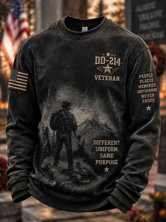 Men's Veterans Day Print Casual Crewneck Sweatshirt