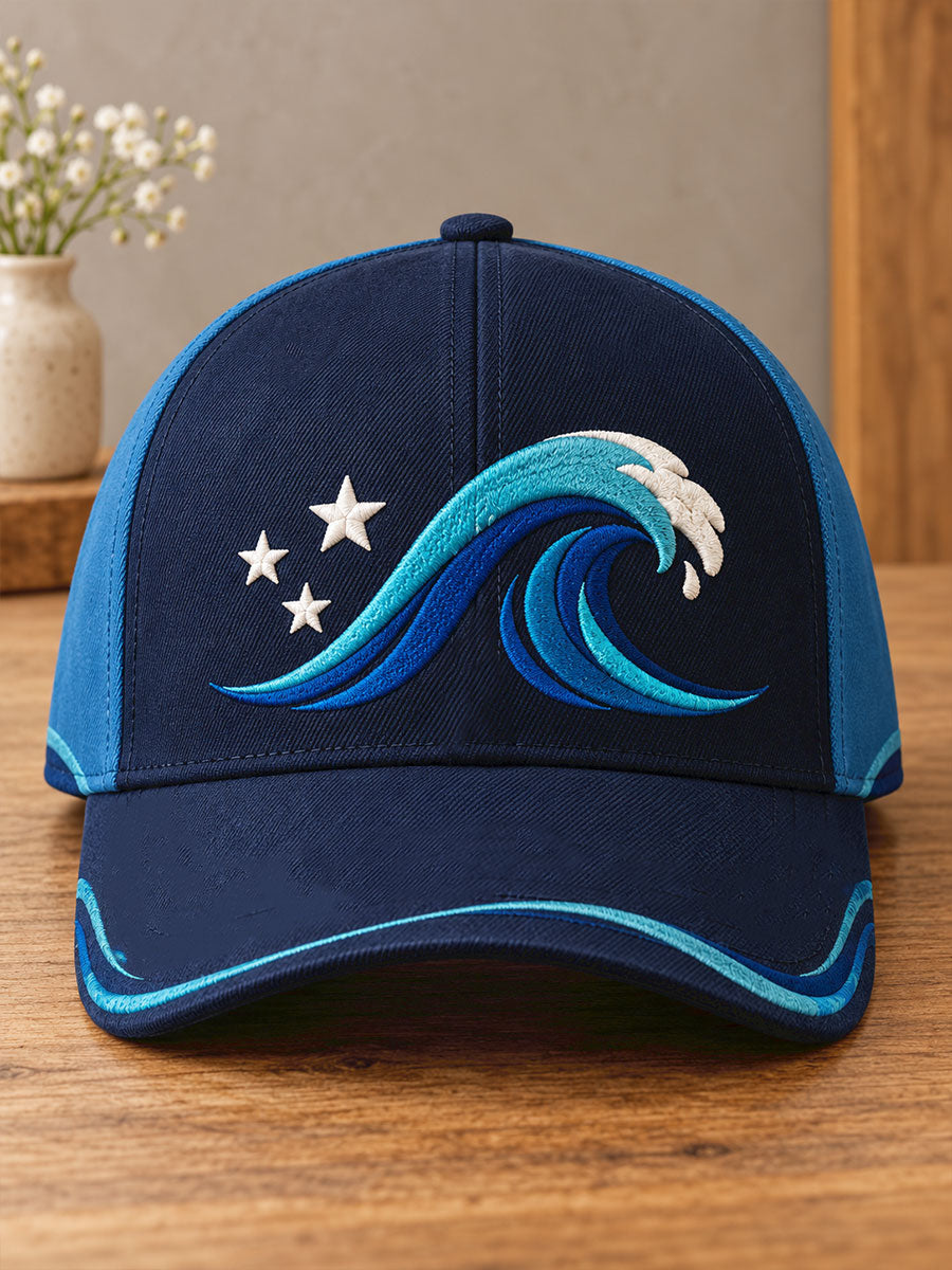 Unisex Blue Wave Art Printed Hat