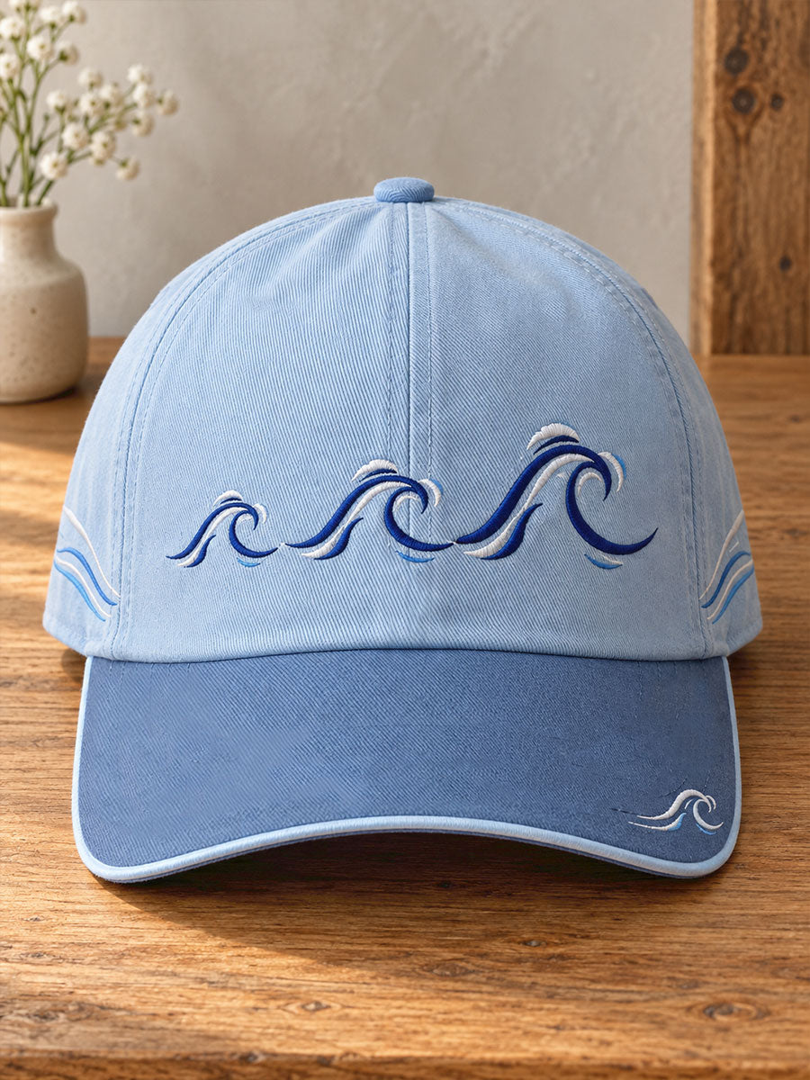 Unisex Blue Wave Art Printed Hat