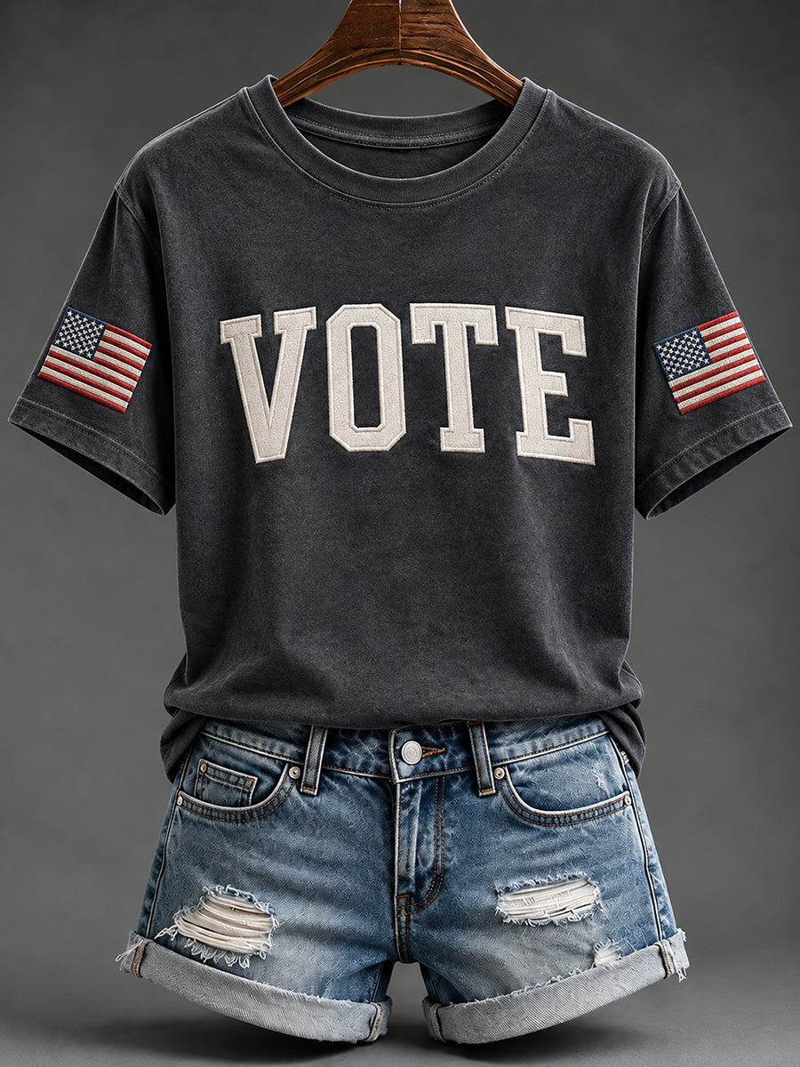 Women's Just Vote Print Cozy Short-sleeved T-shirt