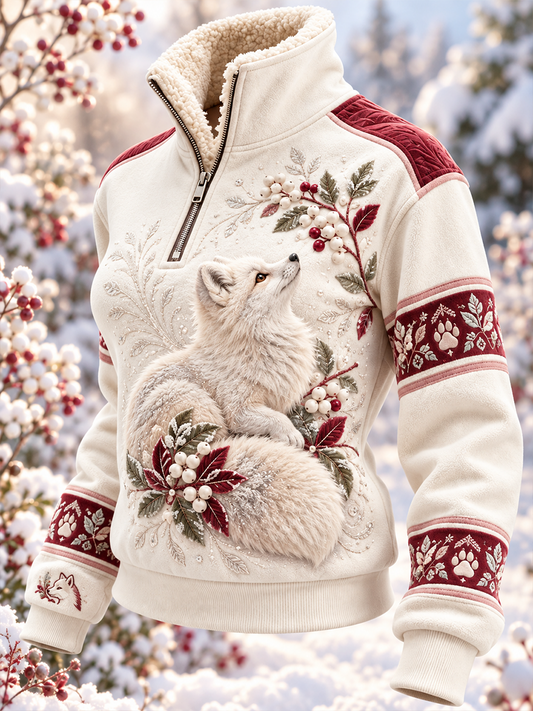 Women's Animal Art Fur Collar Top