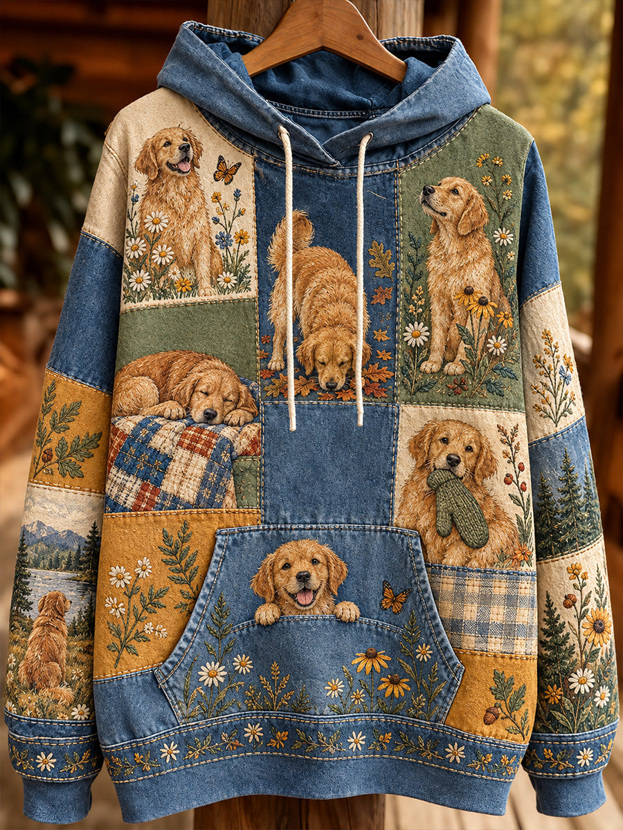 Women's Casual Hoodie with Vintage Animal Art Print