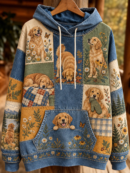 Women's Casual Hoodie with Vintage Animal Art Print