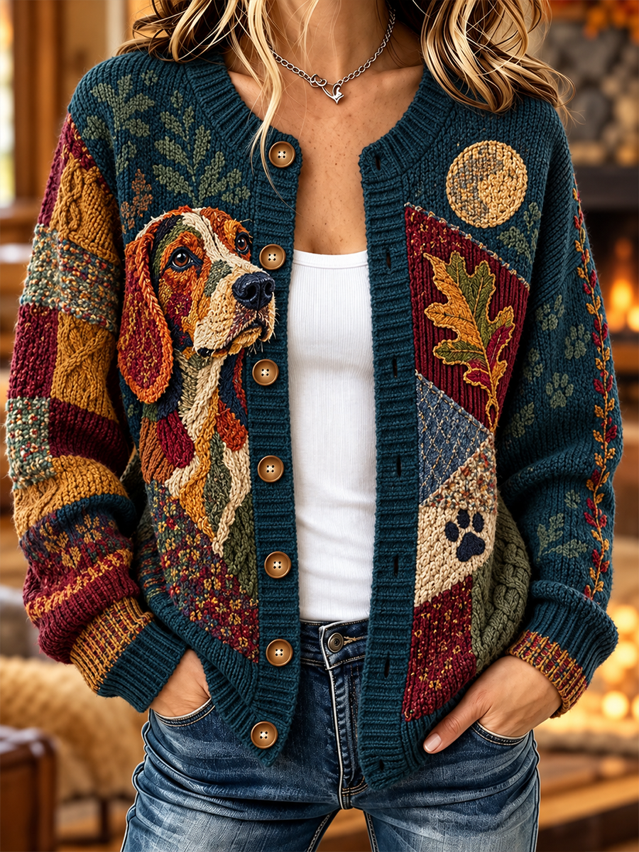 Women's Animal Art Cardigan-Style Knit Jacket