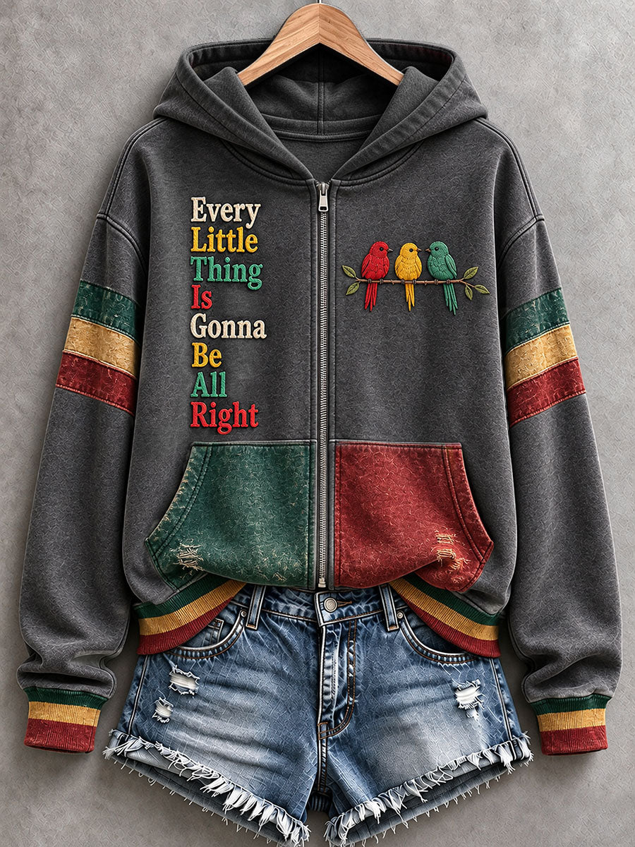 Women's Every Little Thing Is Gonna Be All Right Hooded Cardigan