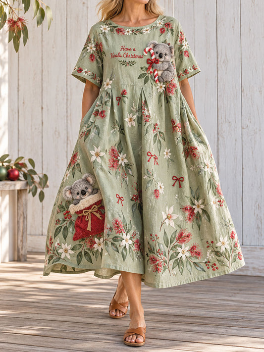 Women's AU Merry Christmas Mate Printed Dresses
